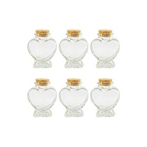 2.7 oz heart shaped glass favor jars with cork lids,glass wish bottles with cork,decorative glass bottle with cork stopper-(80ml-6pcs)