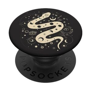 snake mystic astrology moon stars black popsockets standard popgrip