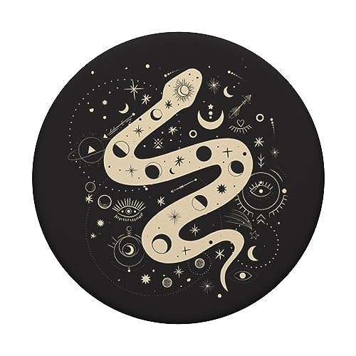 Snake Mystic Astrology Moon Stars Black PopSockets Standard PopGrip