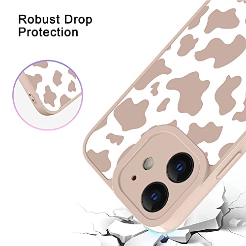 OOK Compatible with iPhone 12 Case Cute Cow Print Fashion Slim Lightweight Camera Protective Soft Flexible TPU Rubber for iPhone 12 with [Screen Protector]-Pink