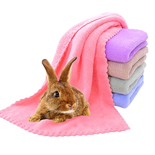 5 Pieces of Guinea Pigs Soft Blankets, Hamster Cotton Cage Liners, Small Animals Bedding Mats Bathe Towels (M)