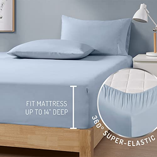 Degrees of Comfort Coolmax Cooling Sheets Set for Full Size Bed, Moisture Wicking for Night Sweats Best Comfort, Cool Sheets for Hot Sleepers During Warm Weather with Deep Pocket 4PC Light Blue