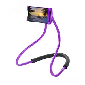 lazy gooseneck cell phone holder, universal mobile phone stand, lazy bracket, 360 rotating free neck phone holder, diy flexible mount stand with multiple function (purple)
