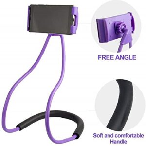 Lazy Gooseneck Cell Phone Holder, Universal Mobile Phone Stand, Lazy Bracket, 360 Rotating Free Neck Phone Holder, DIY Flexible Mount Stand with Multiple Function (Purple)