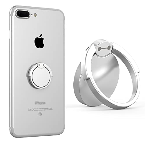 VOVIGGOL Cell Phone Ring Holder Finger Kickstand, 360° Rotation Cute Phone Ring Grip Phone Ring Stand Metal Phone Ring for Car Mount Magnetic Compatible with All Smartphones (Silver)