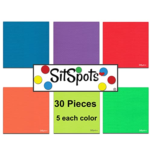 SitSpots® 30 Multi Color Square Pack (Size 4") - Carpet Floor Sit Markers for Classroom | The Original Sit Spots for Your Classroom Carpet Seating, Organizing and Managing Your Students