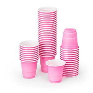 xo, fetti party decorations pink plastic shot glasses - 50 matte disposable 2 oz cups | bachelorette party, birthday party, party favors, baby shower supplies