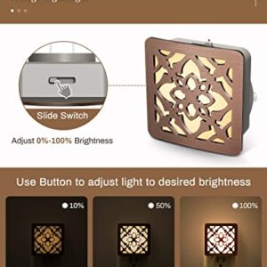 DORESshop Vintage LED Plug-in Night Light Dusk-to-Dawn Sensor Dimmable Nightlight Adjustable Brightness 0-60LM for Night Lights Bedroom Hallway Nursery 2Pack