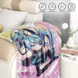 JUST FUNKY Vocaloid Fleece Blanket | 60” x 45” Inches | Featuring Hatsune Miku Blanket | Room Decor | Throw Blanket | Officially Licensed | My Figure Collection | Anime Merch | Anime Gifts