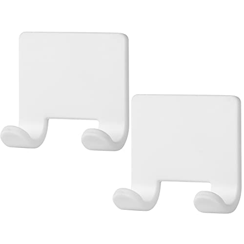 VANZAVANZU Razor Shaver Holder for Shower Wall Adhesive Hooks for Hanging, Bathroom Silicone Waterproof Shower Hooks Hair Brush Holder for Towel (2 Pack-White)