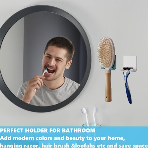 VANZAVANZU Razor Shaver Holder for Shower Wall Adhesive Hooks for Hanging, Bathroom Silicone Waterproof Shower Hooks Hair Brush Holder for Towel (2 Pack-White)