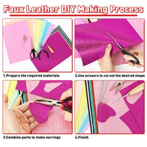 funcolor Glitter Faux Leather Sheets: 15Pcs 8X12 Inch Shiny Glitter Rainbow Leather Sheets Pattern Bundle A4 PU Quality Synthetic Leatherette Material,Making Bows,Keychian and DIY Sewing Crafts