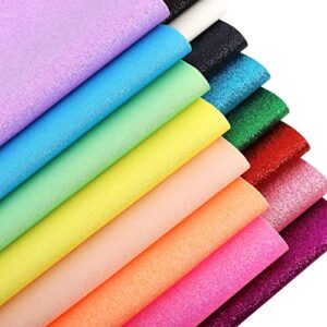 funcolor Glitter Faux Leather Sheets: 15Pcs 8X12 Inch Shiny Glitter Rainbow Leather Sheets Pattern Bundle A4 PU Quality Synthetic Leatherette Material,Making Bows,Keychian and DIY Sewing Crafts