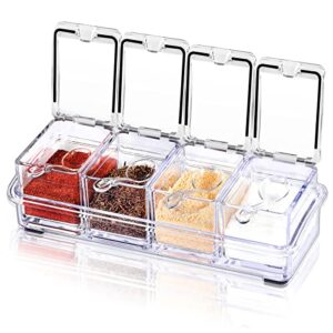 dfacio clear seasoning containers, sugar container salt box condiment containers with spoons and tray, catering supplies for coffee bar and hot cocoa bar