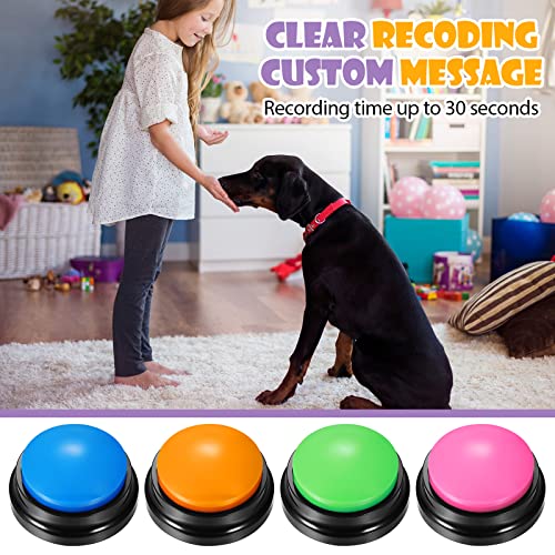 8 Pack Voice Recording Button Dog Buttons for Communication Interactive Dog Talking Button Set Animal Communication Button 30 Seconds Recordable Answer Buzzers for Pet, Multicolor(Black Base)
