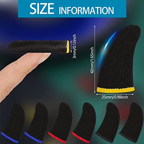 120 Pcs Finger Sleeve for Gaming Anti Sweat Game Controller Finger Thumb Sleeve Breathable Finger Covers Touchscreen Gaming Gloves for Mobile Phone Game, 4 Designs (Colorful)