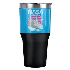 logovision nasa shuttle launch stainless steel tumbler 30 oz coffee travel cup, vacuum insulated & double wall with leakproof sliding lid | great for hot drinks and cold beverages