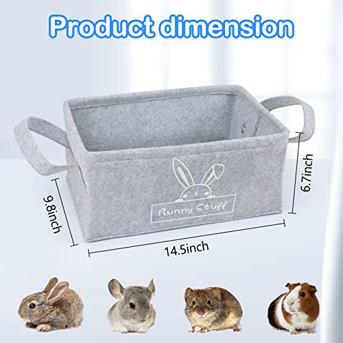 GINDOOR Rabbit Toy Storage Bin Bunny Toys Box Bins Collapsible Pet Supplies Storage Basket with Handle Perfect for Organizing Small Pets Guinea Pigs Rabbit Chinchilla Toys