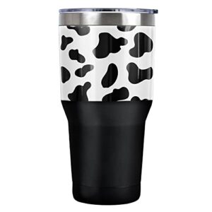logovision cow print stainless steel tumbler 30 oz coffee travel cup, vacuum insulated & double wall with leakproof sliding lid | great for hot drinks and cold beverages