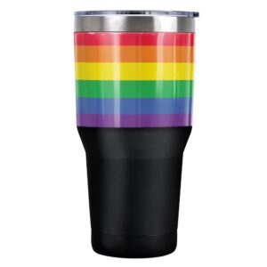 logovision rainbow pride stainless steel tumbler 30 oz coffee travel cup, vacuum insulated & double wall with leakproof sliding lid | great for hot drinks and cold beverages