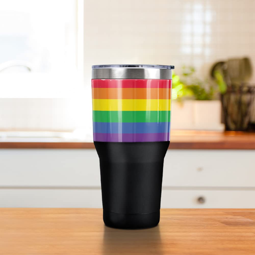 Logovision Rainbow Pride Stainless Steel Tumbler 30 oz Coffee Travel Cup, Vacuum Insulated & Double Wall with Leakproof Sliding Lid | Great for Hot Drinks and Cold Beverages