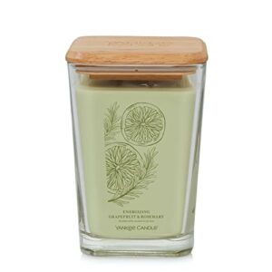 yankee candle energizing grapefruit & rosemary well living collection large square candle, 19.5 oz.