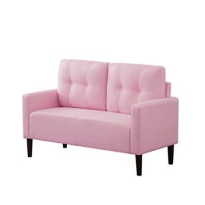 Lambgier Loveseat Sofa 52-in Small Sofa – Modern Loveseat Couch for Compact Living Space Bedroom – Pink Loveseat