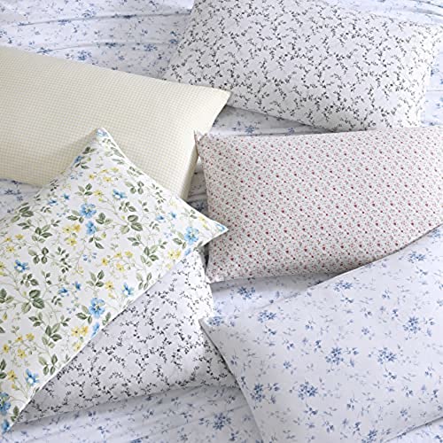 Laura Ashley Home - King Sheets, Soft Sateen Cotton Bedding Set - Sleek, Smooth, & Breathable Home Decor, Meadow Floral Blue