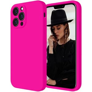 cordking designed for iphone 13 pro case, silicone full cover [enhanced camera protection] shockproof protective phone case with [soft anti-scratch microfiber lining], 6.1 inch, hot pink