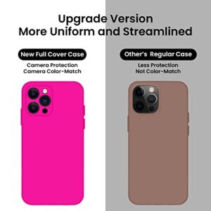 Cordking Designed for iPhone 13 Pro Case, Silicone Full Cover [Enhanced Camera Protection] Shockproof Protective Phone Case with [Soft Anti-Scratch Microfiber Lining], 6.1 inch, Hot Pink