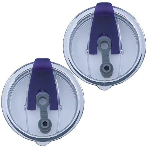 Wotermly Tumbler Replacement Lids for 30 oz tumblers, Spill Proof Splash Resistant Lids Covers Fit for YETI Rambler and More Coffee Mugs (2PurpleLids)