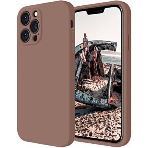 cordking designed for iphone 13 pro case, silicone full cover [enhanced camera protection] shockproof protective phone case with [soft anti-scratch microfiber lining], 6.1 inch, light brown
