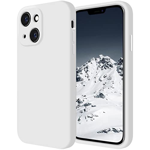 Cordking Designed for iPhone 13 Case, Silicone Full Cover [Enhanced Camera Protection] Shockproof Protective Phone Case with [Soft Anti-Scratch Microfiber Lining], 6.1 inch, White