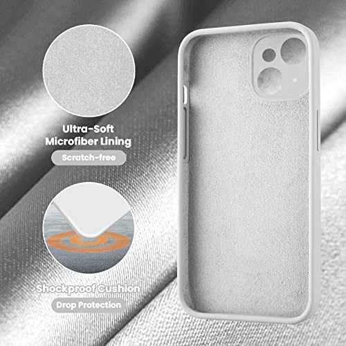 Cordking Designed for iPhone 13 Case, Silicone Full Cover [Enhanced Camera Protection] Shockproof Protective Phone Case with [Soft Anti-Scratch Microfiber Lining], 6.1 inch, White