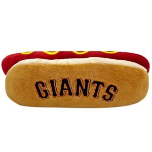 pets first mlb san francisco giants plush dog toys - stadium theme snacks - cutest plush hot-dog toy for dogs & cats with inner squeaker & premium embroidery of baseball team name/logo