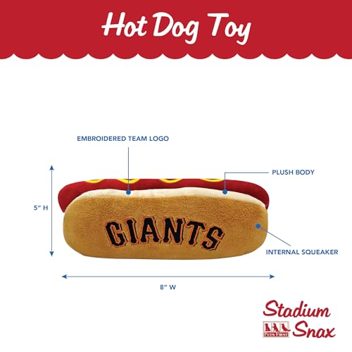 Pets First MLB San Francisco Giants Plush Dog Toys - Stadium Theme Snacks - Cutest Plush HOT-Dog Toy for Dogs & Cats with Inner Squeaker & Premium Embroidery of Baseball Team Name/Logo