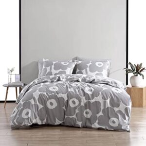 Marimekko - King Comforter Set, Cotton Bedding with Matching Shams, Lightweight Home Decor for All Seasons (Unikko Grey, King)