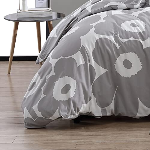 Marimekko - King Comforter Set, Cotton Bedding with Matching Shams, Lightweight Home Decor for All Seasons (Unikko Grey, King)