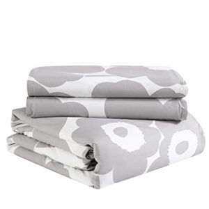 Marimekko - King Comforter Set, Cotton Bedding with Matching Shams, Lightweight Home Decor for All Seasons (Unikko Grey, King)