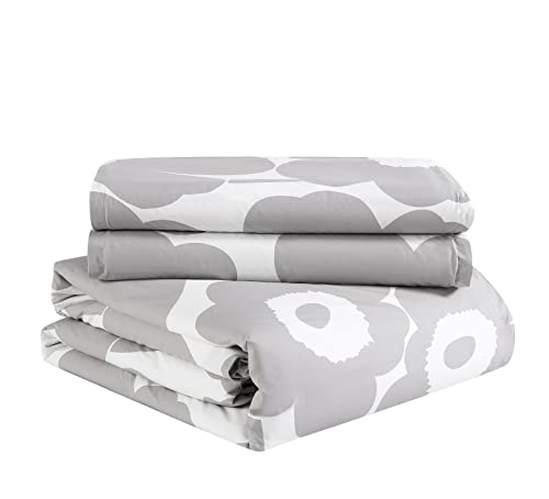 Marimekko - King Comforter Set, Cotton Bedding with Matching Shams, Lightweight Home Decor for All Seasons (Unikko Grey, King)