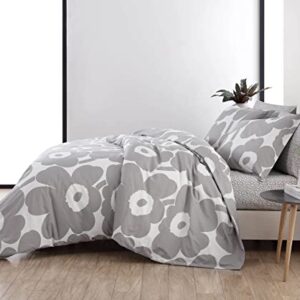 Marimekko - King Comforter Set, Cotton Bedding with Matching Shams, Lightweight Home Decor for All Seasons (Unikko Grey, King)