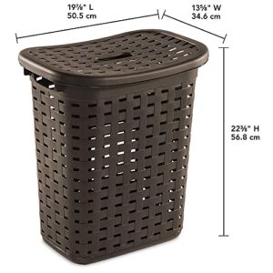 Sterilite Plastic Wicker Weave Dirty Clothes Rectangular Laundry Hamper Bin with Snag Proof Interior and Lift Top Lid, Brown (8 Pack)