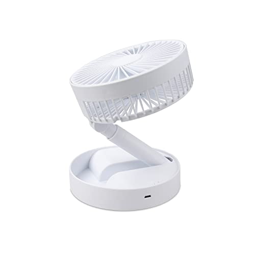 Northern Chill Foldable and Adjustable Fan, for Desks, Floor, and Bedsides, USB and Battery Operated Fan with 2 Speeds, Super Quiet, and Adjustable, Compact and Lightweight for All Occasions (White)