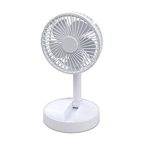 Northern Chill Foldable and Adjustable Fan, for Desks, Floor, and Bedsides, USB and Battery Operated Fan with 2 Speeds, Super Quiet, and Adjustable, Compact and Lightweight for All Occasions (White)