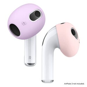 elago 2 Pairs AirPods 3 Ear Tips Cover Designed for AirPods 3rd Generation(2021), [Fit in The Case] Anti Slip Silicone Cover, Anti Scratches, Dust-Free (1 Pair of Each) (Lovely Pink & Lavender)