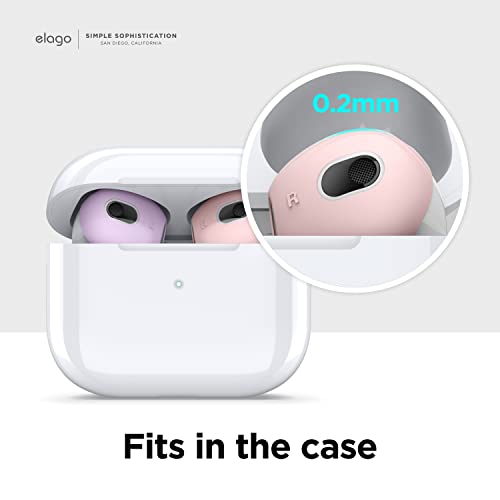 elago 2 Pairs AirPods 3 Ear Tips Cover Designed for AirPods 3rd Generation(2021), [Fit in The Case] Anti Slip Silicone Cover, Anti Scratches, Dust-Free (1 Pair of Each) (Lovely Pink & Lavender)