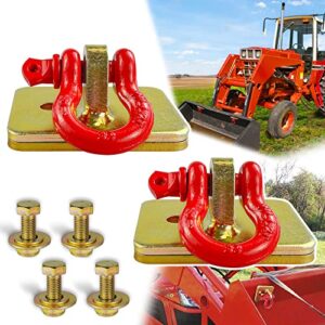 viagl 2pcs bolt on tractor bucket grab clevis mount hooks with 1/2in d ring shackle loader chain grab hook, gold and red