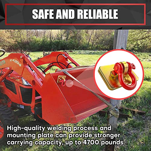 VIAGL 2pcs Bolt on Tractor Bucket Grab Clevis Mount Hooks with 1/2in D Ring Shackle Loader Chain Grab Hook, Gold and RED