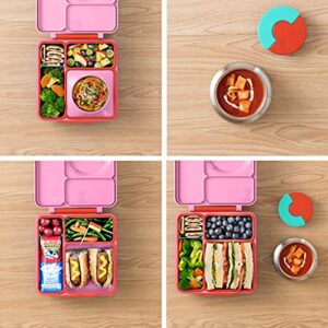 OmieBox Bento Box for Kids + OmieBox (2 pack) Leakproof Dips Containers To Go, Salad Dressing Container + OmiePod