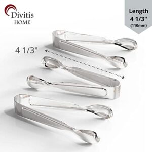 Divitis Home Sirius Serving Tongs 3-pieces set 4 1/3" (110mm) Sugar Tongs, Small Serving Tongs